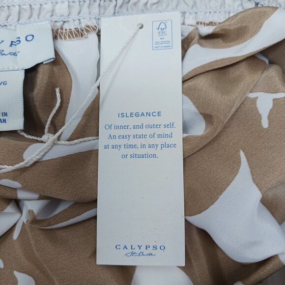 Calypso St. Barth Tiered Maxi Skirt Brown White Floral Boho Vacation Size Large - Picture 6 of 10